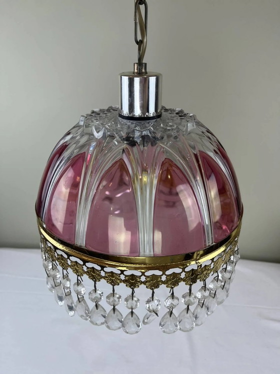 Suspension en verre taillé avec pampilles – Crystal, Glass, Art Deco (photo 10 of 10)