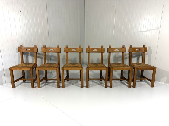 6 X Rustieke Blonde Eiken Eetkamerstoelen 1960's – Wicker (photo 3 of 22)