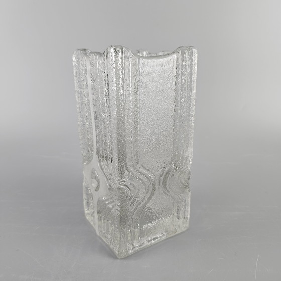 Image 1 of Vintage Glass Vase Made By Nybro Glasbruk, Sweden. Rectangular Vase. Brutalist.