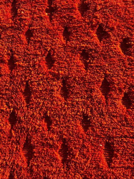 Image 1 of Alfombra marroquí Mrirt hecha a mano – Alfombra de lana color naranja quemado 210x300 cm – Alfombra texturizada moderna