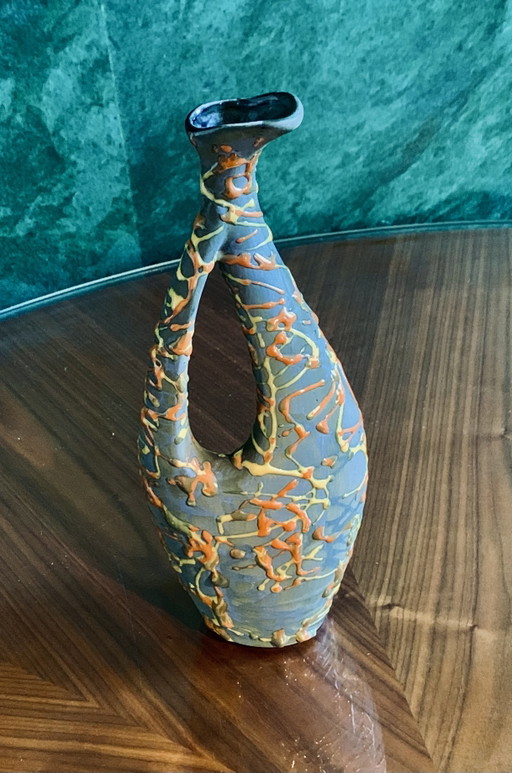 Sculptural Italian Ceramic Pitcher Vase — For Antoniazzi, C. 1950 (Impeccable Condition) – vazen