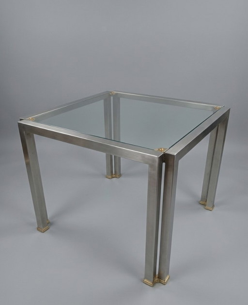 Peter Ghyczy coffee table aluminium and glass 70s
