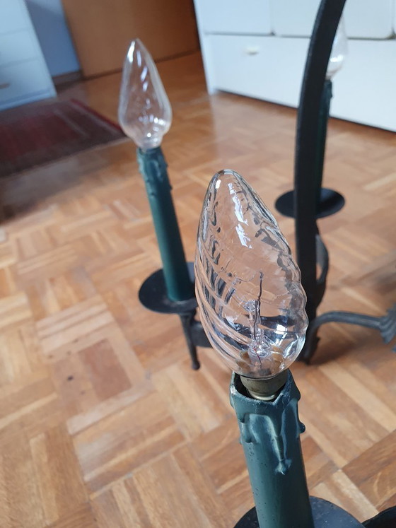 Characteristic Neo-Gothic Wrought Iron Chandelier – Madonna and Child (6-Light) – Cast Iron (photo 5 of 8)
