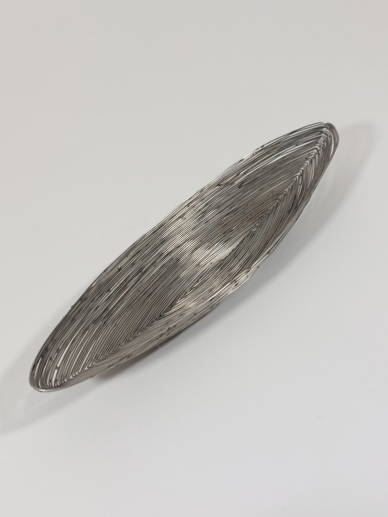 Image 1 of Cesto di frutta vintage fatto a mano di metà secolo, fruttiera, filo metallico