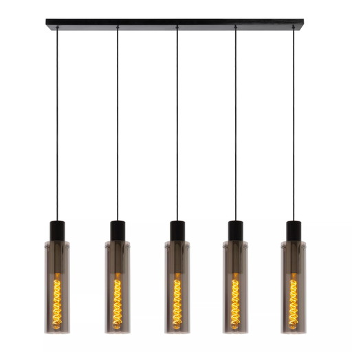 Lucide Orlando Pendelleuchte - 5x E27 - Rauchglas - Rechteckig