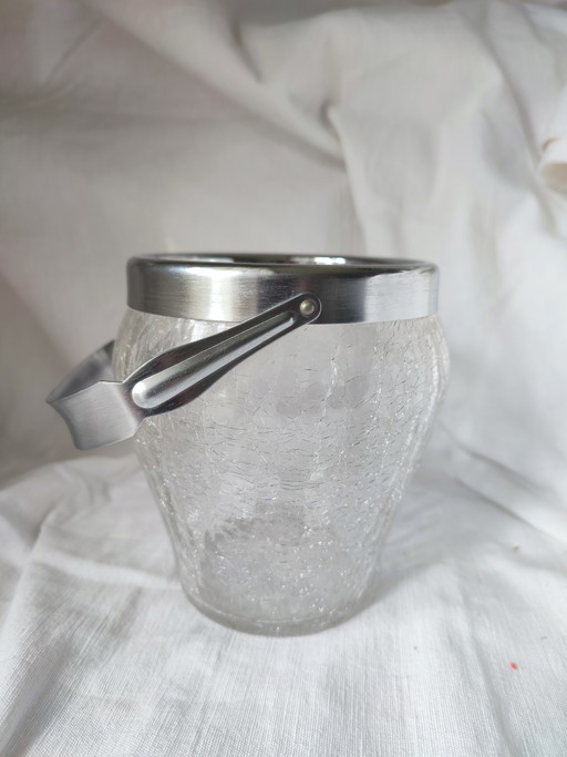 Seau à glace en verre fissuré, glaçons, apéritif, années 1950 – tafelaccessoires, rvs, Crystal (photo 2 of 9)
