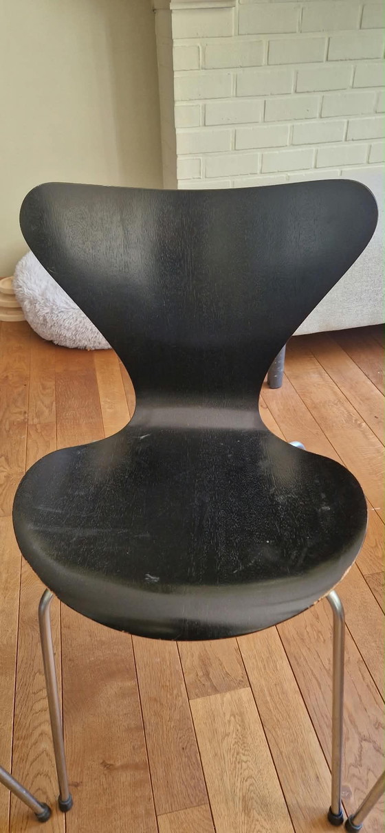 4 Vintage Fritz Hansen Designstoelen – Denemarken 1966 – Eetkamerstoelen, Wood (photo 5 of 12)