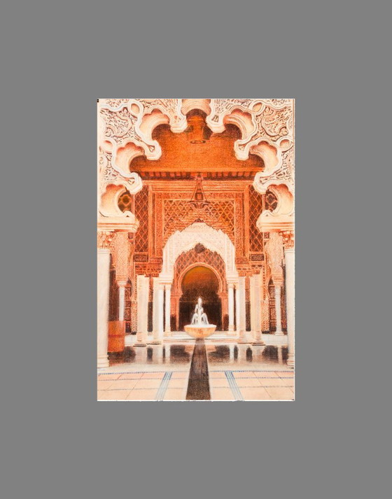 Image 1 of Drawing of a mosque in Malaysia. Mosque drawing. Mosque painting. Mozarabic art. Oriental architecture. Malaysian mosque.