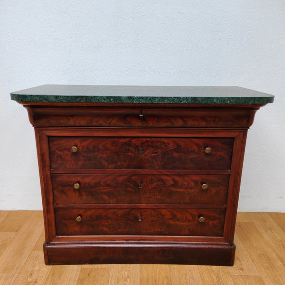 Image 1 of Cómoda antigua, cómoda, mueble de baño con encimera de mármol.