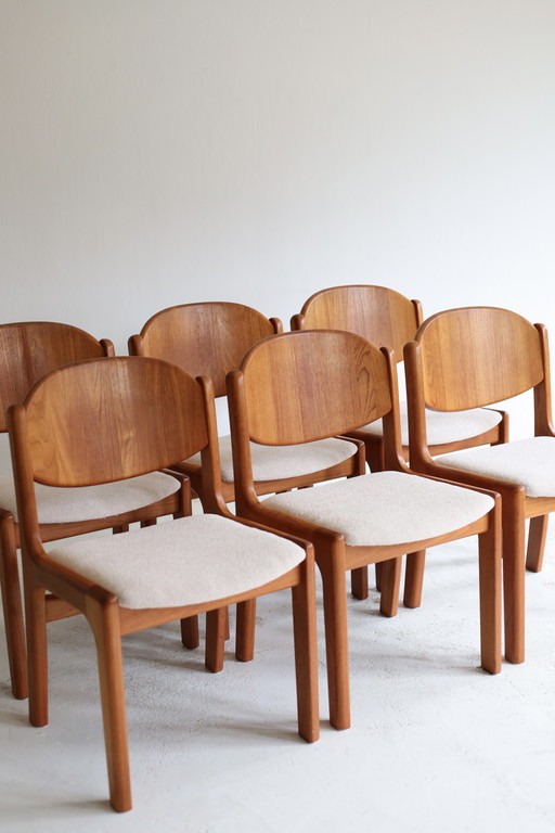 Set van 6 eetkamerstoelen Glostrup Møbelfabrik, Deens jaren 60/70