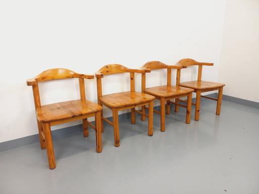 Suite von 4 Sesseln im Stil von Rainer Daumiller aus Kiefer aus den 60er 70er Jahren