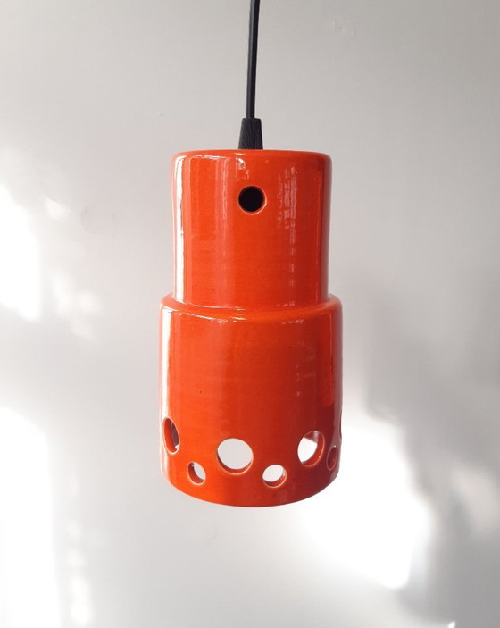 Image 1 of 1 van 3 keramieken aardewerken vintage hanglampen, West Germany fat lava stijl, keramische retro hanglampen