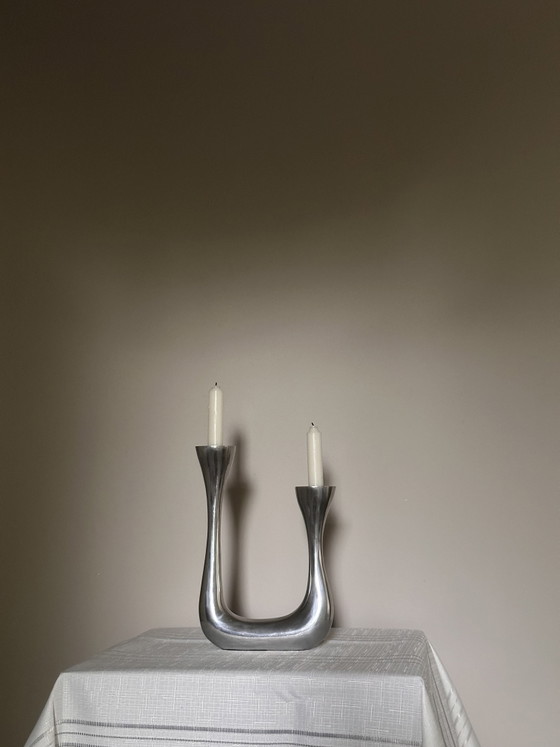 Portacandele Brutalista Doppio Design Vintage – Metal, Aluminium (photo 4 of 5)