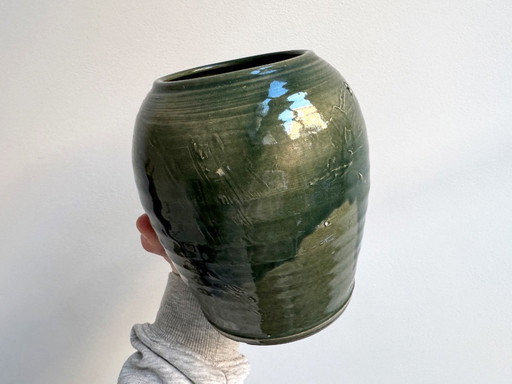 Vintage Groene Studio Keramiek Vaas