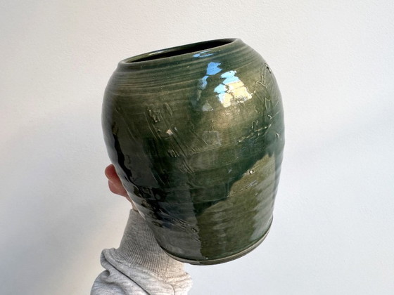 Image 1 of Vintage Groene Studio Keramiek Vaas