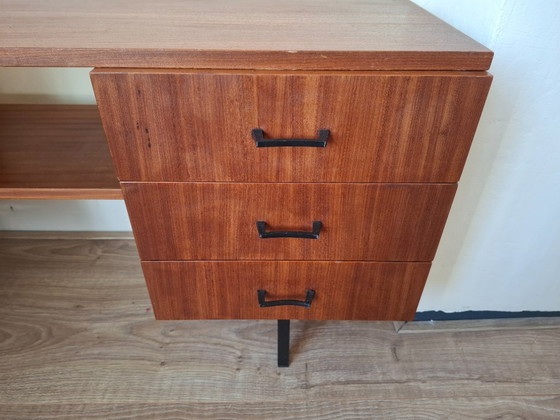 Simpla Lux Mid-Century Lowboard/Kindersekretär/Schminktisch. – Sideboard, Holz, Eisen (photo 6 of 11)