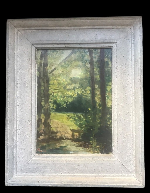 Painting on oil under wood