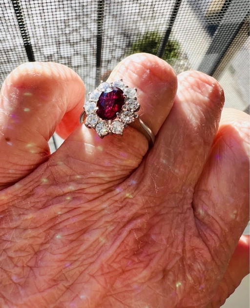 Brambilla Milano Ring - 1.30ct Ruby & Extra/IF Diamonds - Certified 1989