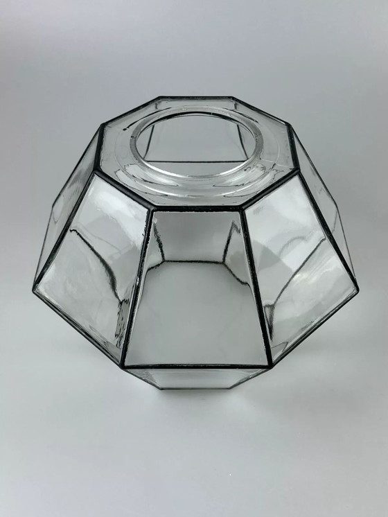 Image 1 of 60s 70s hanging lamp ceiling lamp by Limburg Leuchten Germany glass metal