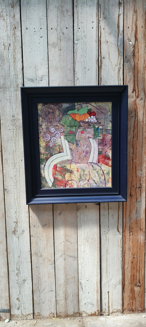Ludo Huys, Mixed-Media-Kunst aus den 1990er Jahren im Stil von Picasso