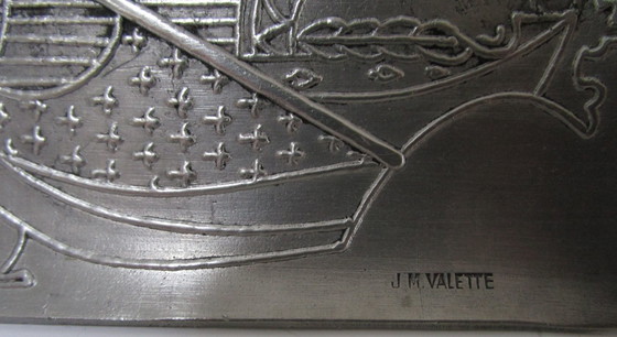 Image 1 of Queen of Spades trinket tray, JM Valette metal, 1960s
