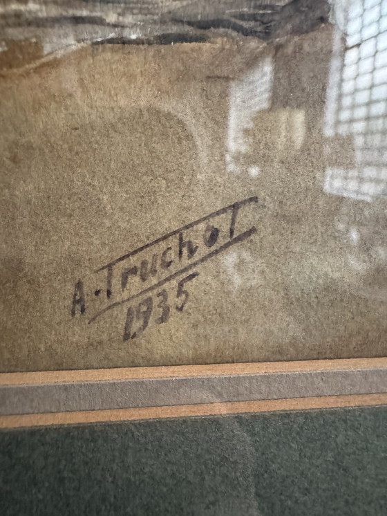 Image 1 of Antieke aquarel stilleven van een prei