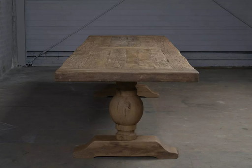 Table Monastère Soleil - Chêne ancien - 220 cm - Piètement massif