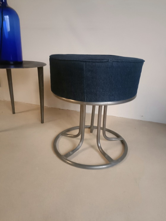 Image 1 of Blue canvas pouf