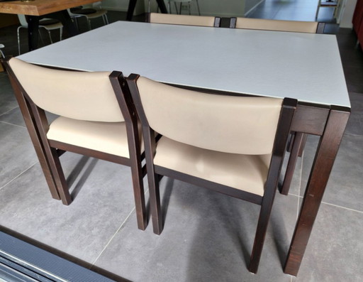 Pastoe table de salle à manger Mid Century, quatre chaises, table basse