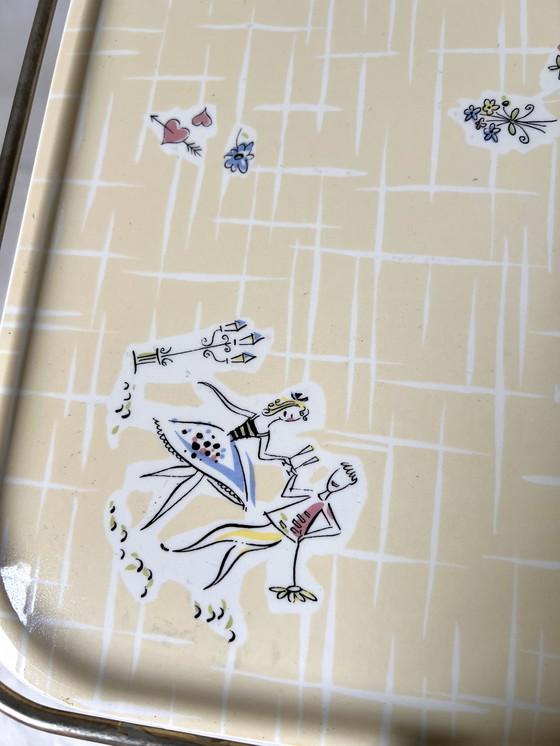 Image 1 of Serving trolley bar cart 1950s/60s with glass shelves