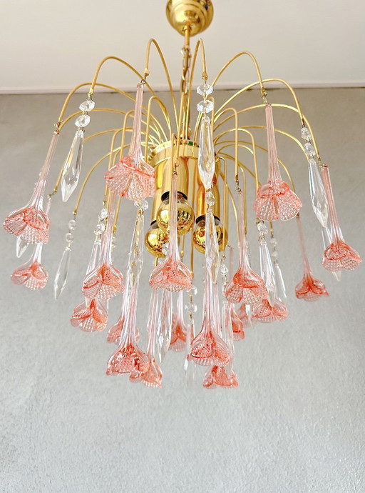 Vintage roze bloemen kroonluchter