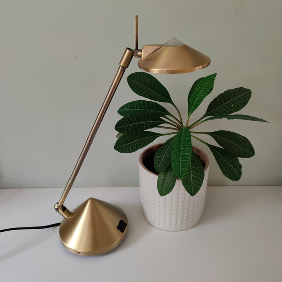Image 1 of Vintage heavy brass halogen lamp with 2 brightness settings