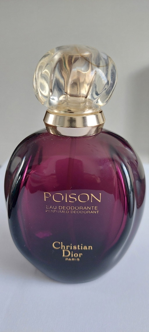 Flacone vuoto vintage di Christian Dior Poison da 100 ml (giugno 1988) - Eau Deodorante, codice lotto 8T286