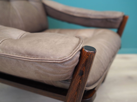 Image 1 of Poltrona in pelle, design danese, anni '60, prodotta da Genega Møbler