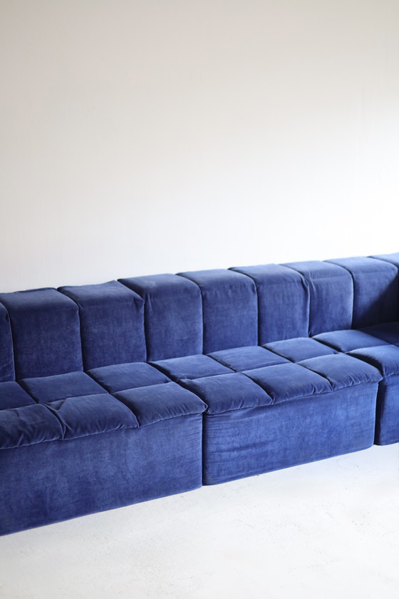 Image 1 of Modular sofa, 4 elements, blue velvet