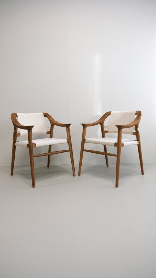 6er-Set Esszimmerstühle aus massivem Teakholz – handgefertigtes Design