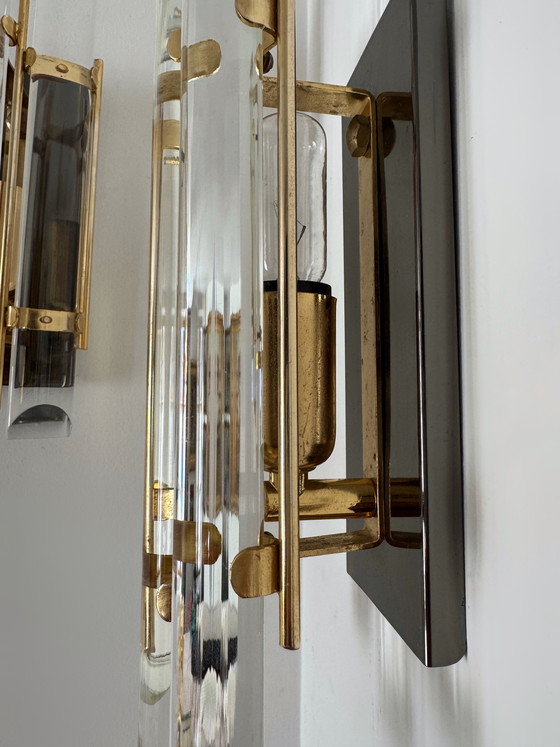 Image 1 of Wandleuchten aus Kristallbaguette aus den 1980er Jahren