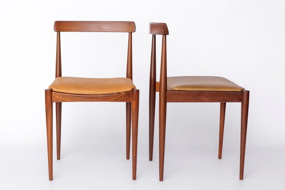 Image 1 of Pair Vintage Danish Rosewood Dining Chairs, 1960s Mid-Century Modern, Leather Seats