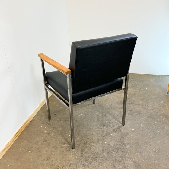 Image 1 of Poltrona di Fröscher KG, acciaio inossidabile, rovere e similpelle, anni '70