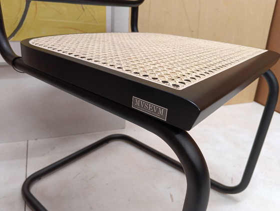 Image 1 of ALIVARMVSEVM 104. SET of 2 CESCA B32 Chairs (NEW) in Black Frame Limited Edition 