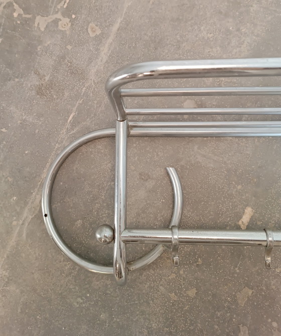 Image 1 of Appendiabiti da parete in cromo stile Art Déco
