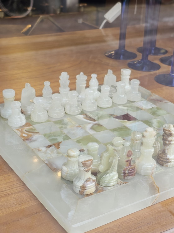 Image 1 of Vintage Onyx Chess Set Chessboard Chess Set Marble