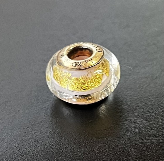 Image 1 of Autentica perlina/ciondolo in vetro di Murano – Argento sterling 925 e lamina d'oro (universale)