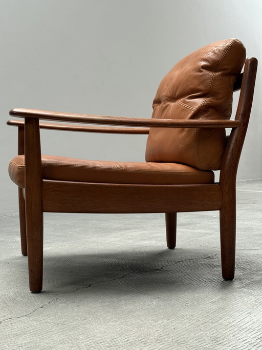 WILHELM KNOLL TEAK HOLZ COGNAC LEDER SESSEL DEUTSCHLAND 1960er JAHRE