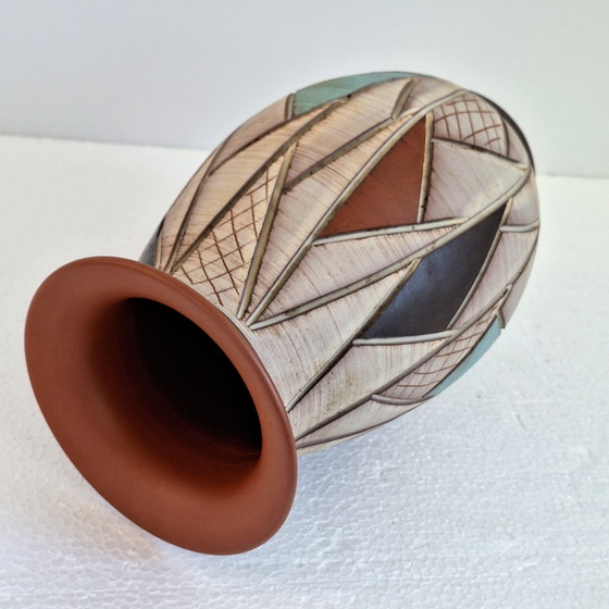 Image 1 of Vaas Sgrafitto sawa van Ritz keramiek jaren'60