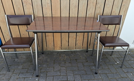 Vintage kitchen table with 2 chairs. 1960s