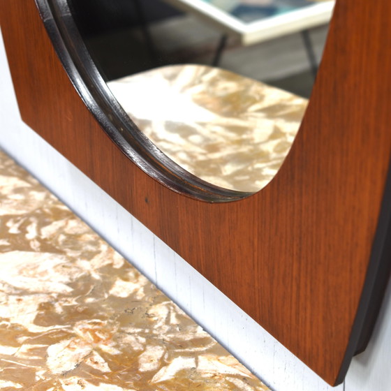 Italian Teak Wall Mirror, Mid-Century Modern Design, 1950s, Italy, Wood, Brown, Mid Century Modern (photo 5 of 7)
