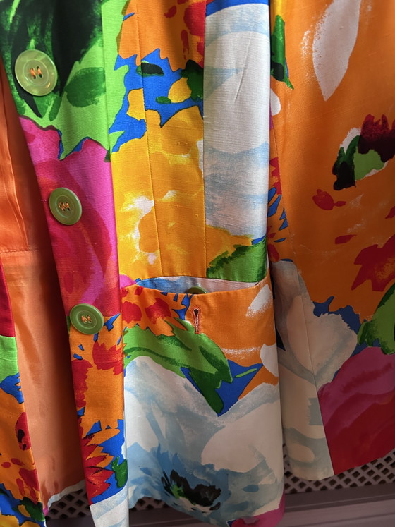Image 1 of Vintage Moschino Couture zijden blazer – Made in Italy – kleurrijke floral print