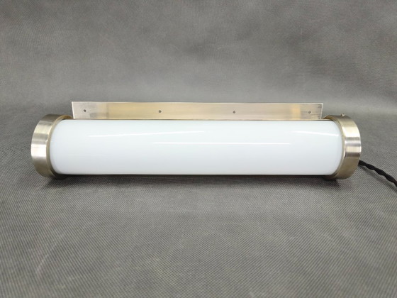 Image 1 of Bauhaus wandlamp van nikkel met glazen buis, jaren 1930