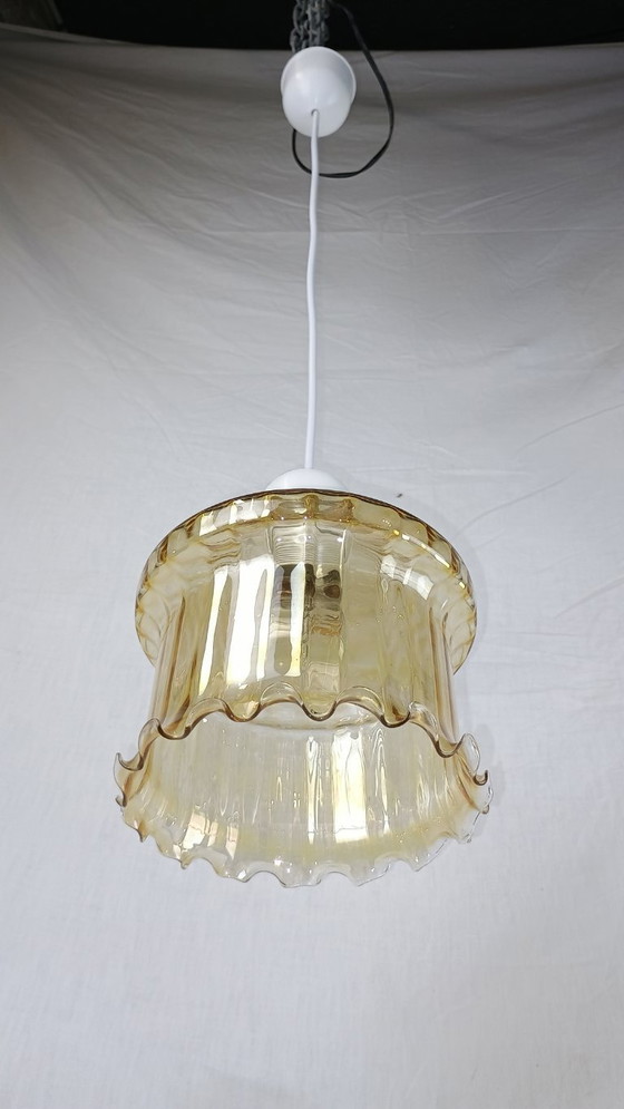 Image 1 of Venini Murano glazen hanglamp, Mid Century UFO, Space Age Atomic kroonluchter, vintage Italiaanse hanglamp, jaren 50